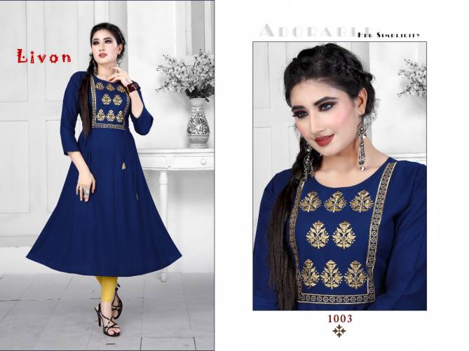 Trendy Lion Latest Fancy Casual Wear Staright Cut  Rayon Designer Embroidery Kurti Collection